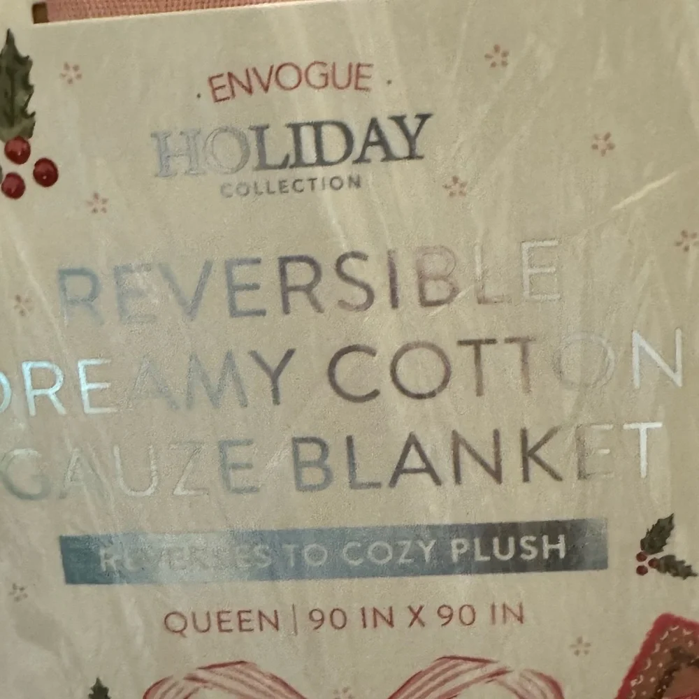 Envogue Holiday Reversible Cotton Gauze Blanket - Pink bows Queen bedding